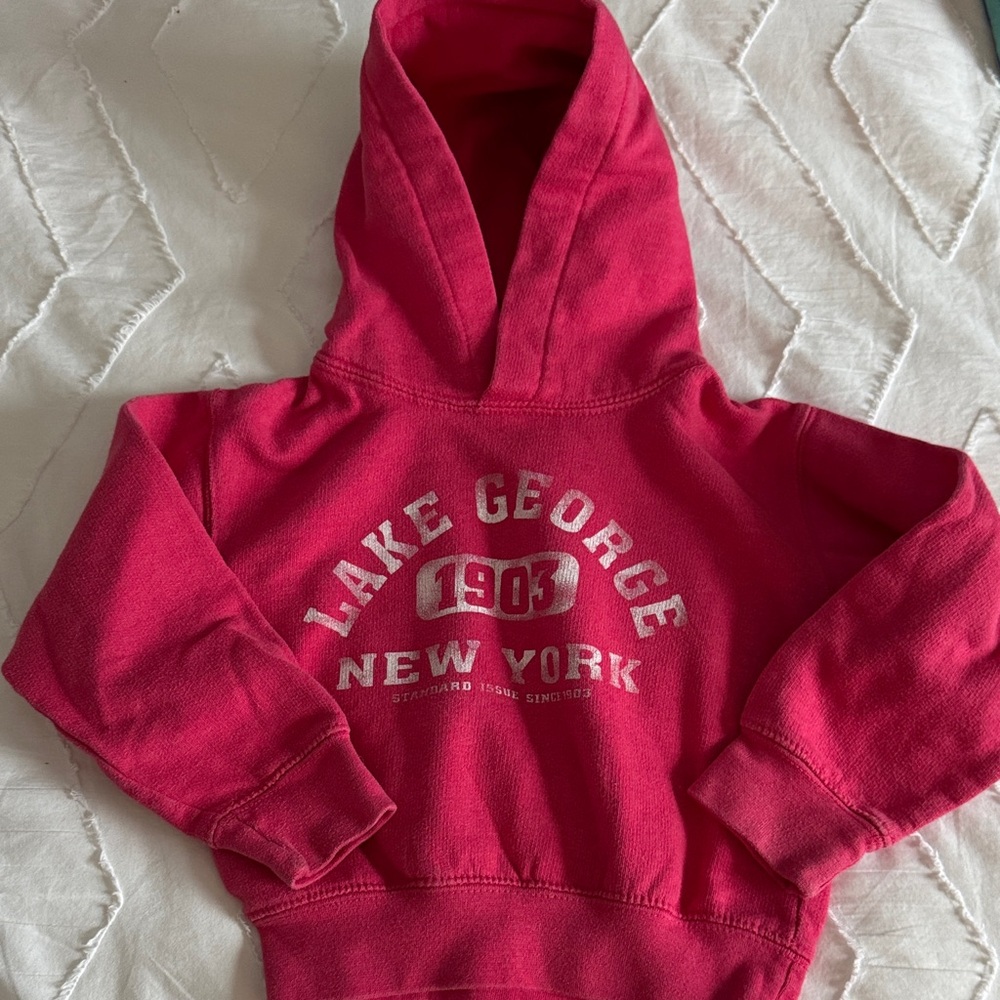 Lake George Kids Hoodie - hot pink